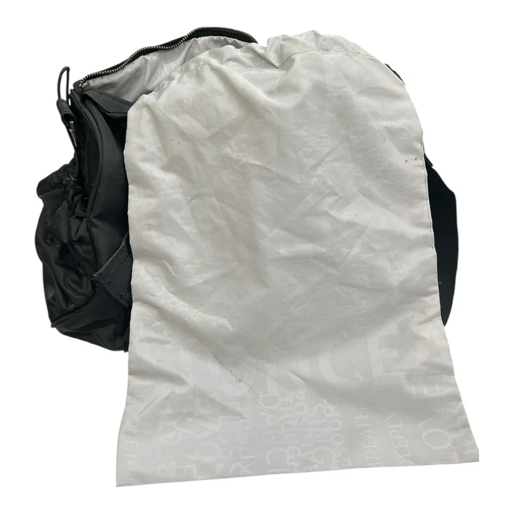 Lululemon Black Nylon Duffel Gym Travel Bag Shoulder Strap Logo Tote Bow